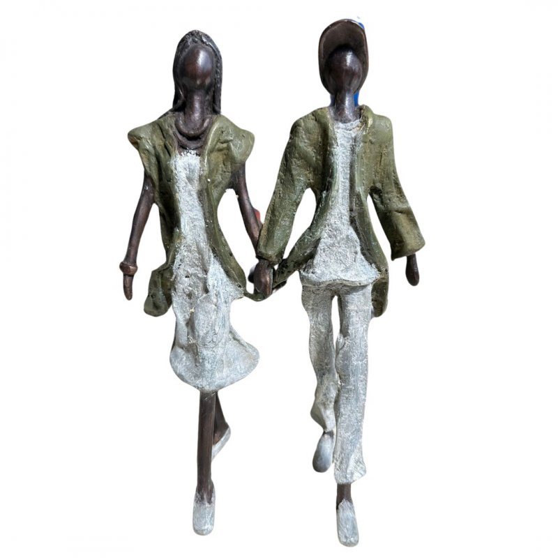 Bronzen beeld man en vrouw
